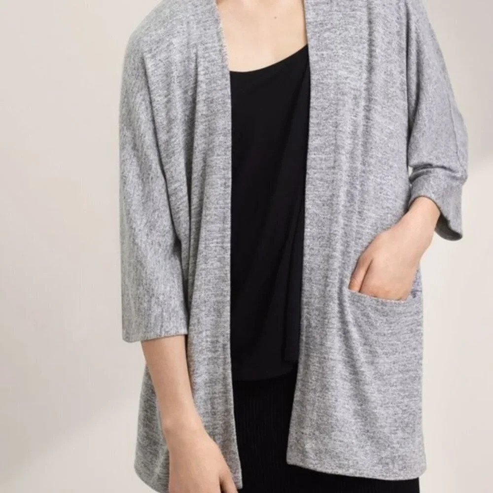 Wilfred Free Zlata Sweater Open-Front Cardigan with Pockets Grey Women's XXS
